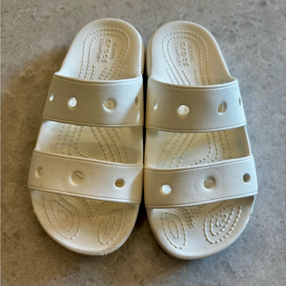Girls Crocs White Slide Sandals, size 2 (big kid)